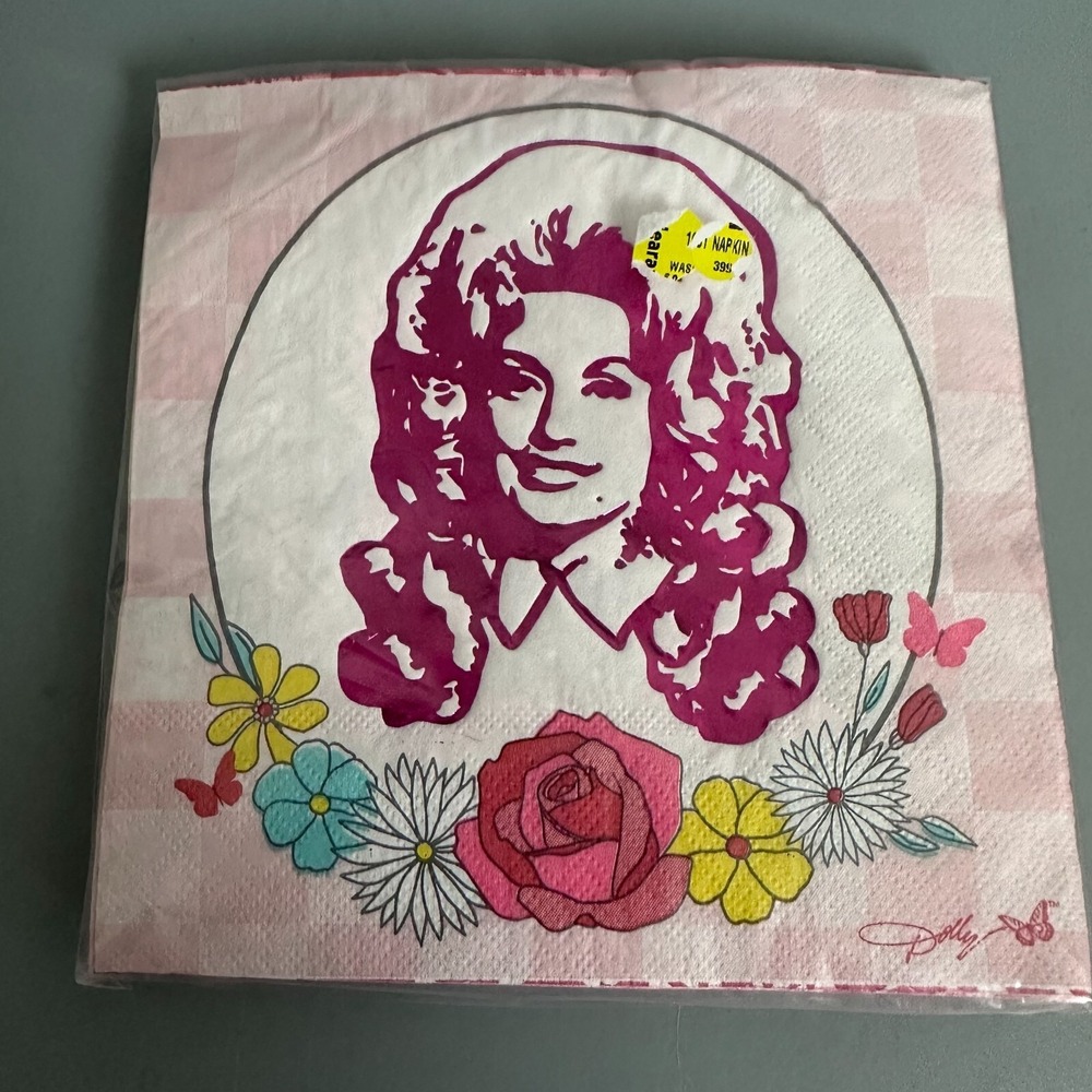 Dolly Parton Pink Floral Lunch Napkins 16 Count 2 Ply Party Supplies WM368784